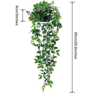Plantas colgantes artificiales <span class=keywords><strong>GM</strong></span>, plantas colgantes falsas en maceta, plantas falsas de helecho persa falso en maceta para decoración de estantes - Product Image 5