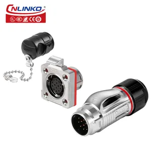 Cnlinko M20 Metal Housing Male Plug Female Socket Quick Adapter 14 Pin Waterproof Power Cable Connector