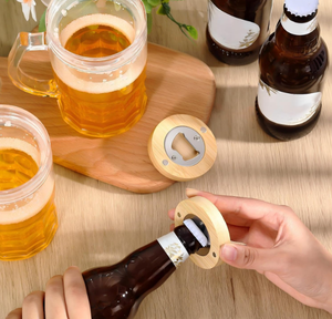 Abridor de Botellas Magnético Redondo de Madera DIY de 2.5 Pulgadas, Imán <span class=keywords><strong>para</strong></span> Refrigerador, Abridor de Cerveza, Regalo <span class=keywords><strong>para</strong></span> Bodas, Cocina, Bar, Fiesta - Product Image 2