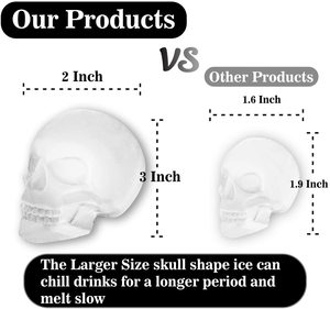 Molde de silicona 3D de calavera gigante negra de Halloween, alimentado por USB, apto para congelador, para cubitos de hielo y recipientes de helado para whisky y bebidas - Product Image 4