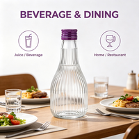 Bouteille en verre transparente de 200 ml à nervures verticales, logo personnalisé pour vin de fruits, liqueur, boisson