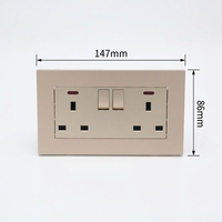 BENDI C64 Endüstriyel Hastane Çerçeveli Mat PC Panel UK CE Standartlı 2'li 13A Çift Anahtarlı Priz USB Tip-C IP22 250V 6