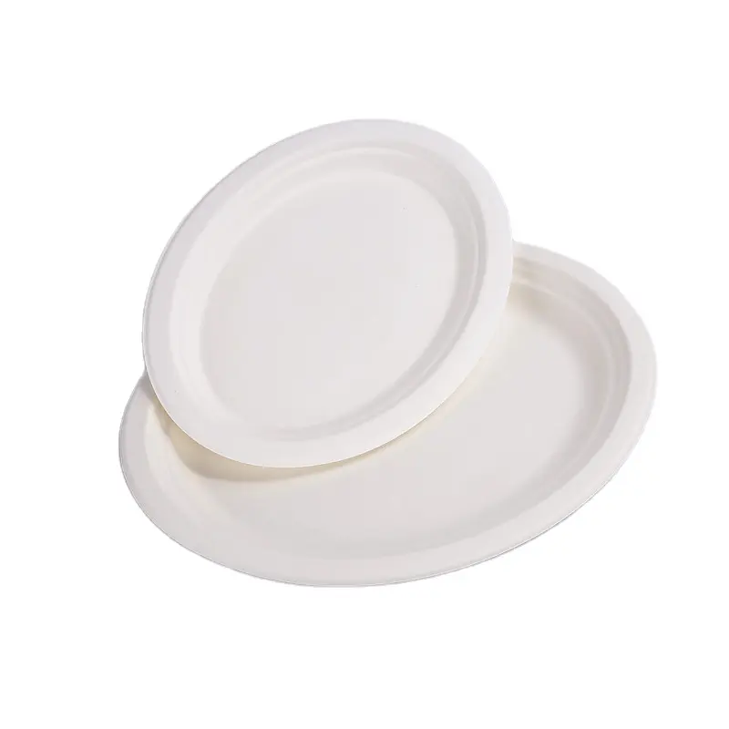 Пластиковая посуда (одноразовая посуда разложению 10 дюймов Овальный сахарный тростник по производству бумажных тарелок
