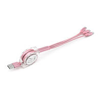 Kabel Pengisi Daya USB 3 in 1 TPE OEM dengan Tipe-C Micro untuk Perangkat Seluler