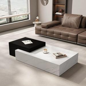 Table basse moderne pour salon, plateau en pierre brillant haut <span class=keywords><strong>de</strong></span> gamme, table carrée avec rangement pour meubles <span class=keywords><strong>de</strong></span> maison. - Product Image 5