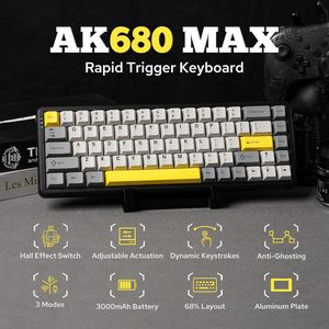 คีย์บอร์ด Ak680 - (สวิตช์แม่เหล็ก) ปุ่มกดสามสี, โครงอะลูมิเนียม (แบบมีสาย) คีย์บอร์ด Ak680 - (แม่เหล็ก) - Product Image 3