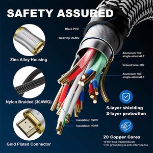 Câble <span class=keywords><strong>HDMI</strong></span> LV-HM21-7 <span class=keywords><strong>Premium</strong></span> Ultra Haute Vitesse 2.1 Mâle vers Mâle 8K 60Hz Câble Vidéo 48 Gbps HDTV Longue Durée 1M 2M 3M pour Projecteur - Product Image 2