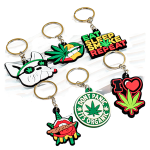 High Quality New Fashion Eco-Friendly Cartoon PVC <b>Keychains</b> with Custom Colorful Leaves Design for Smoking <b>Persons</b> in Bulk - Product Image 1