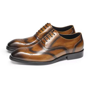 Oxfords de luxe en cuir véritable Goodyear, faits main, à trois empiècements, anti-odeur, décontractés et habillés, à lacets, fermés - Product Image 6
