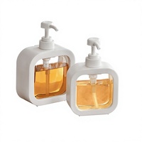 Bouteilles carrées en plastique blanc vides de 300 ml et 500 ml pour lotion, gel douche, liquide vaisselle, détergent à lessive, pompe à eau