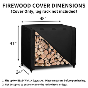 BEELAND Couverture de <span class=keywords><strong>bois</strong></span> de <span class=keywords><strong>chauffage</strong></span> noire résistante aux intempéries Couverture de porte-bûches extérieure durable et étanche de 4 pieds - Product Image 2