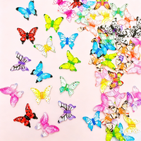 50 pièces de breloques papillon d'été pour nail art, décorations colorées en résine, accessoires de manucure transparents en forme de papillon
