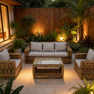 Ensemble <span class=keywords><strong>de</strong></span> canapés <span class=keywords><strong>de</strong></span> jardin en rotin d'extérieur moderne en osier PE, mobilier <span class=keywords><strong>de</strong></span> patio pour hôtel, résistant à l'eau, durable, vente chaude - Product Image 5