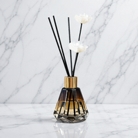 Diffuseur de parfum en verre cristallin en forme de losange avec bâtonnets en rotin AR-03 pour la maison et la chambre, aromathérapie, estampage à chaud, sérigraphie