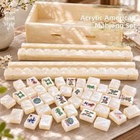 Jeu de Mahjong américain en acrylique translucide ZTSD pour 4 joueurs, 166 tuiles avec supports et coffret de rangement épais pour les loisirs à domicile