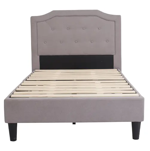Nisco lit moderne rembourré avec tête de lit à boutons touffus et lattes plusieurs couleurs et tailles disponibles