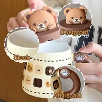 450ml mignon tasse en céramique avec couvercle cuillère petit déjeuner lait tasses jus tasse belle ours tasse à café bureau à domicile Couple tasse à eau