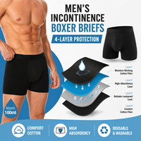 Caleçons Boxers pour Hommes, Contrôle de la Vessie, 4 Couches, 100 ml, Anti-fuite, Lavables, Réutilisables, Coton Confortable, Absorbants, Sous-vêtements d'Incontinence OEM