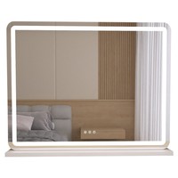 Grand miroir de maquillage à LED avec lumières, 3 couleurs réglables, commande tactile, miroir cosmétique pour chambre à coucher, bureau, table