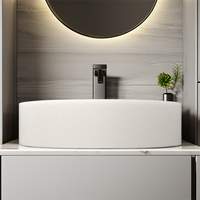 MOHOM Lavabo de salle de bain rond en béton moderne de luxe, taille pratique pour les petites salles de bain