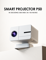 Projecteur portable P50 1080P Allwinner H713 avec 800 ANSI Lumens, vidéoprojecteur 40-150 pouces, prise en charge du Wi-Fi BT5.0, correction automatique