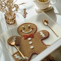 Set de table brodé en polyester motif Bonhomme de pain d'épices de Noël, décoration de table de fête
