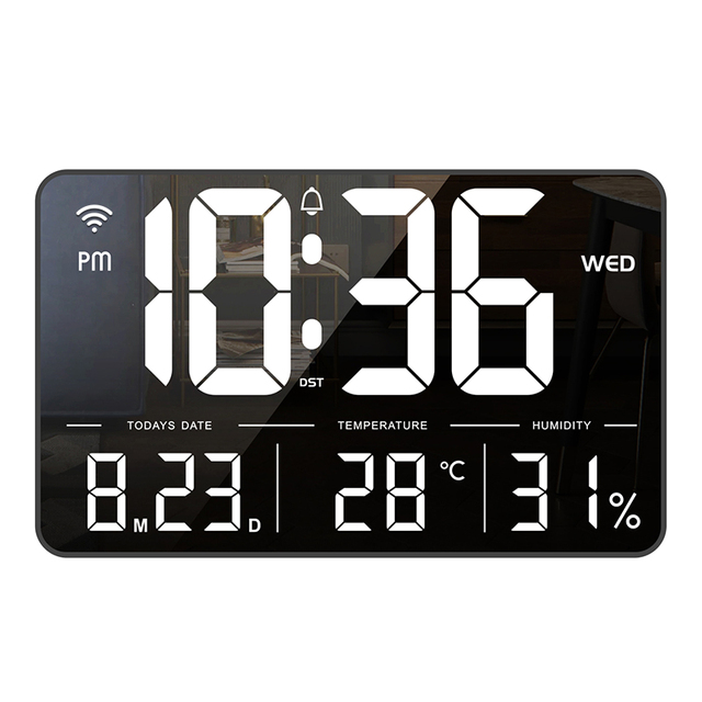 Brightness Adjustment LED Digital Wall Clock Temp Date Week Display RTC Memory Table Wall-mounted Alarms Clocks