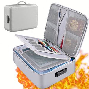 Sac de rangement étanche à 3 couches avec fermeture éclair, grande capacité, organisateur sécurisé pour documents, ignifuge, avec serrure, pour le bureau ou la maison - Product Image 1