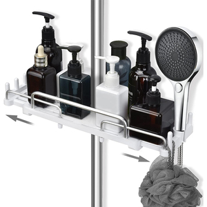 Nouvelle étagère de <span class=keywords><strong>douche</strong></span> autoportante <span class=keywords><strong>extensible</strong></span> et réglable en acier inoxydable pour baignoire, organisateur de salle de bain - Product Image 1