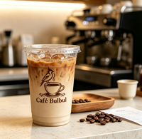 Gobelets en plastique PET écologiques personnalisables avec logo, jetables, transparents, pour boissons froides, avec couvercles et pailles, pour café glacé et matcha