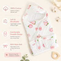 Couverture d'emmaillotage pour bébé à capuche 100 % coton 90x90 cm avec ceinture de maintien pour nouveau-né – Vente en gros