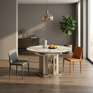 Table à manger de luxe avec plateau en marbre, design moderne, ensemble de table à manger pour villa, mobilier de maison, style Moyen-Orient (bureau non inclus) - Product Image 3