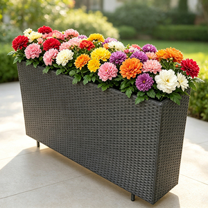 PE Rattan Wicker <strong>Rectangular</strong> <strong>Planter</strong> <strong>Box</strong> 5 Removable Inner Pots Outdoor Garden Patio Flower <strong>Planter</strong> for Hotel Balcony Decor - Product Image 5