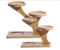 Rak Pajangan Bonsai Bambu Tiga Tingkat Gaya Retro, Mudah Dirakit, Desain Bongkar Pasang, Penyangga Pot Tanaman Hijau dan Bunga