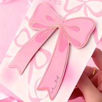Tarjeta de Felicitación 3D con Lazo Rosa Coqueta, con Juego de Sobres, Tarjetas de Cumpleaños Plegables con Lámina Dorada de Lujo, Tarjetas de Felicitación de Papel para Mujeres y Niñas