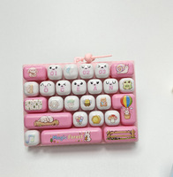 Porte-clés anti-stress clavier mécanique, jouet sensoriel lumineux en plastique ABS, léger, motif dessin animé mignon pastel