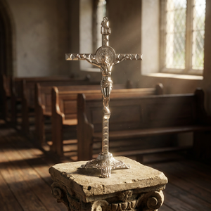 Cruz de San Benito de Metal HT de 29 cm, Soporte Plateado para la Cruz de Jesucristo, Regalos Religiosos Católicos, Decoración para Mesa de Oración o Altar - Product Image 6