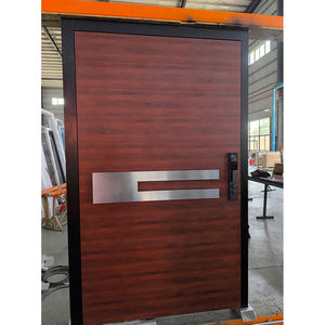 Porte d'entrée en aluminium à impression <span class=keywords><strong>de</strong></span> grain <span class=keywords><strong>de</strong></span> bois <span class=keywords><strong>de</strong></span> Géorgie au design moderne avec serrure intelligente 304 <span class=keywords><strong>poignée</strong></span> <span class=keywords><strong>de</strong></span> sécurité à pivot extérieur pour les maisons - Product Image 2