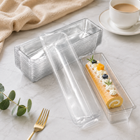 Plateau à dessert en plastique PET transparent de qualité alimentaire, emballage recyclable pour gâteau roulé, boulangerie, fruits, chocolat