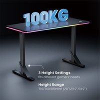GMD11-KP01 de bureau de jeu d'éclairage RVB robuste réglable en hauteur grande table de jeu pour ordinateur PC noir