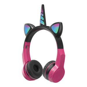 Venta al por mayor <span class=keywords><strong>de</strong></span> fábrica Unicorn Gaming Auriculares inalámbricos para niños Orejas <span class=keywords><strong>de</strong></span> gato Lindo colorido Música Estéreo Auriculares Niñas Luz LED - Product Image 1