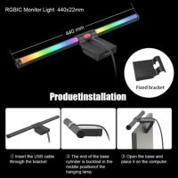 Lampe de bureau LED avec télécommande sans fil moderne Protection des yeux Écran suspendu Affichage de la barre pour PC Moniteur d'ordinateur Noir pour le bureau