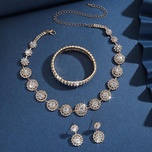 Juego de Collar y Aretes JOMTY de Moda para Novia, Estilo Europeo Americano, Aleación de Zinc, Chapado en Oro/Plata, con Pedrería - Product Image 5