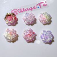 Breloques en résine florale Rose Dessin animé DIY Décoration pour coque de téléphone et pince à cheveux