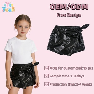 <span class=keywords><strong>Mini</strong></span>-jupes en cuir nouées pour jeunes filles, noires, métallisées, décontractées, pour l'été, pour enfants, couleurs et styles personnalisés - Product Image 1