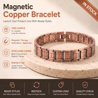 Joyería Magnética de Cobre Puro, Joyería de Terapia Magnética, Brazalete de Cadena de Triple Hilera Vintage para Venta al por Mayor y Suministro de Marca Personalizada