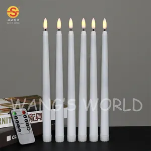 Electronic Flameless Taper Candles Plastic Long White LED Candle Sticks For Holiday Decoration