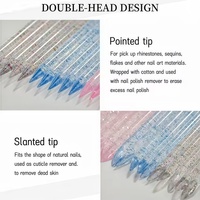 100 pièces de bâtonnets réutilisables à paillettes de cristal, outil de nail art double extrémité, repousse-cuticules et dissolvant, baguette de manucure pour points acryliques et diamants