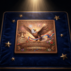 Medaglia Personalizzata Artigianale in Rame Rosso da 40mm con <span class=keywords><strong>Aquila</strong></span> Patriottica Americana e Scritta 'We the People' per Anniversario - Product Image 1