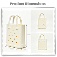 Sac à main pliable léger et imperméable en EVA, résistant aux taches, avec maille, pour bureau, à deux sangles, fermeture ouverte, portable, mini 19L